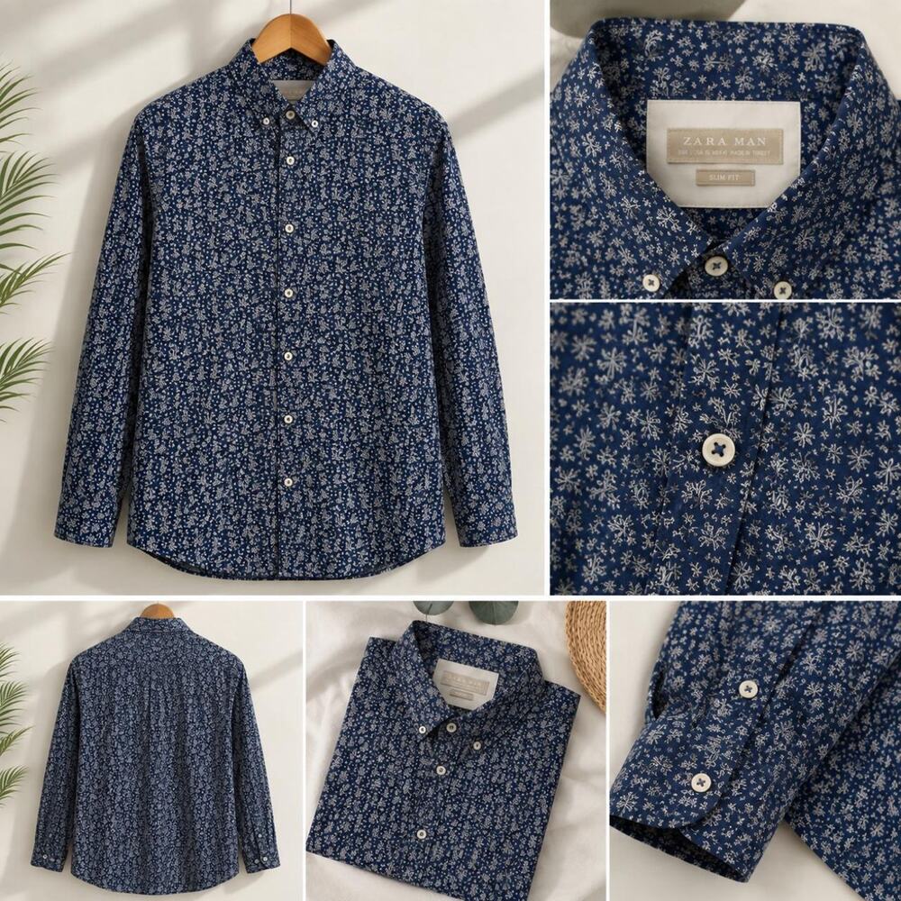 ZARA MAN modern slim fit button-up shirt size USA - large